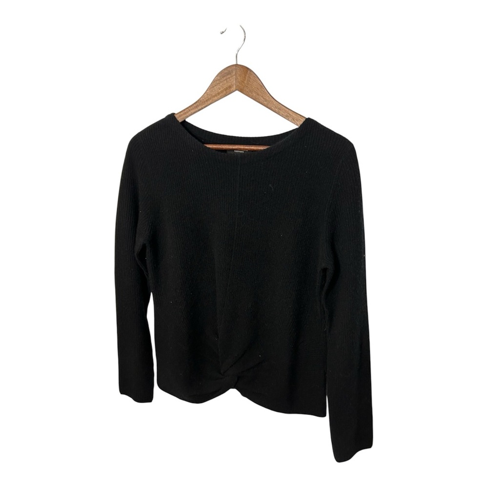 Repeat 100% Cashmere Black Twist Front Sweater Size 38 Small Minimalist Classic